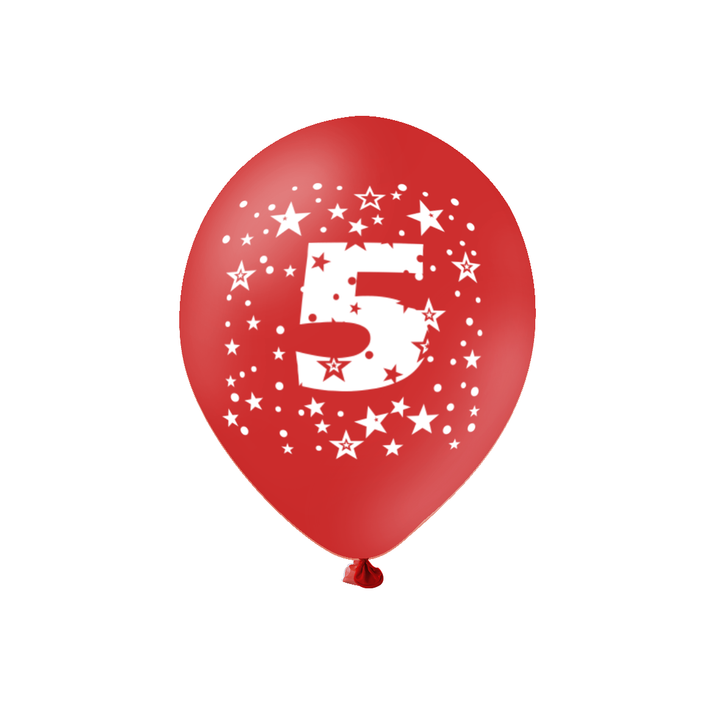 Balony kolorowe z cyfrą 5
