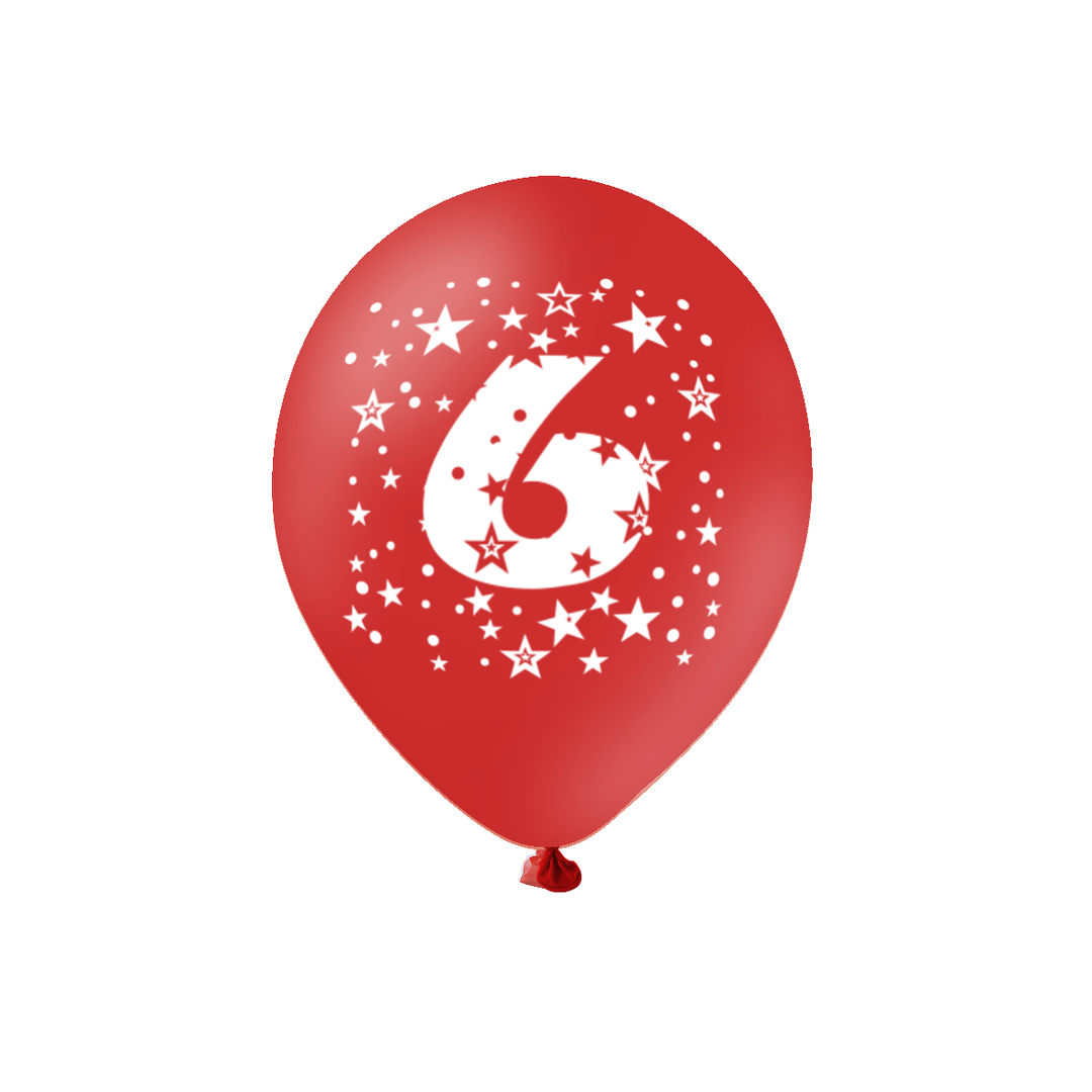 Balony kolorowe z cyfrą 6