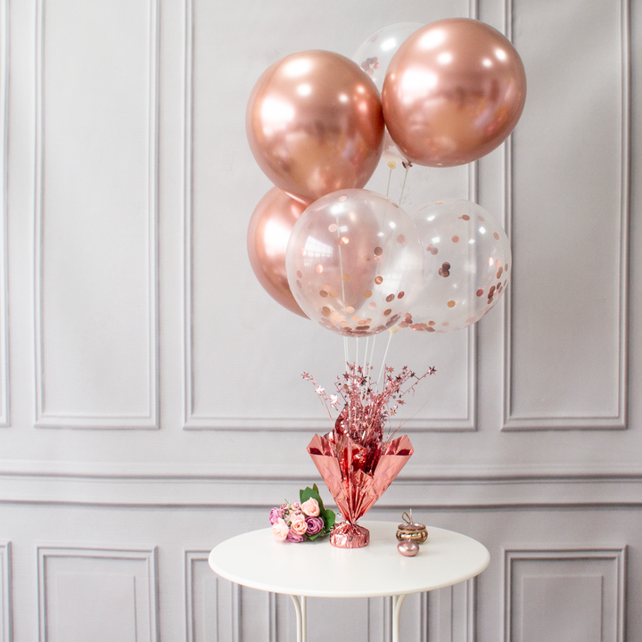 Ciężarek do balonów rose gold z patykami na balony