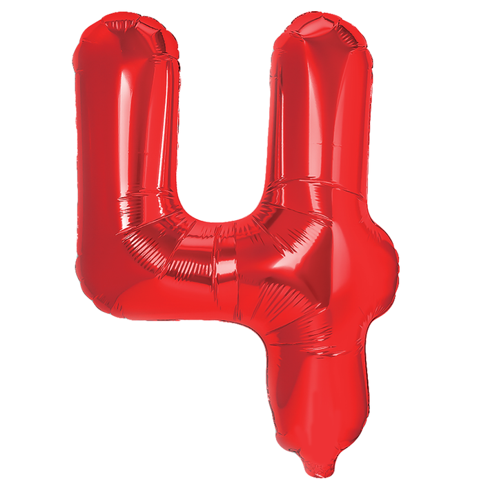 Balon foliowy cyfra 4 czerwony 40cm N