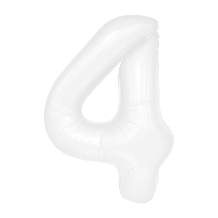 Balon foliowy cyfra 4 biały 100cm - OUTLET