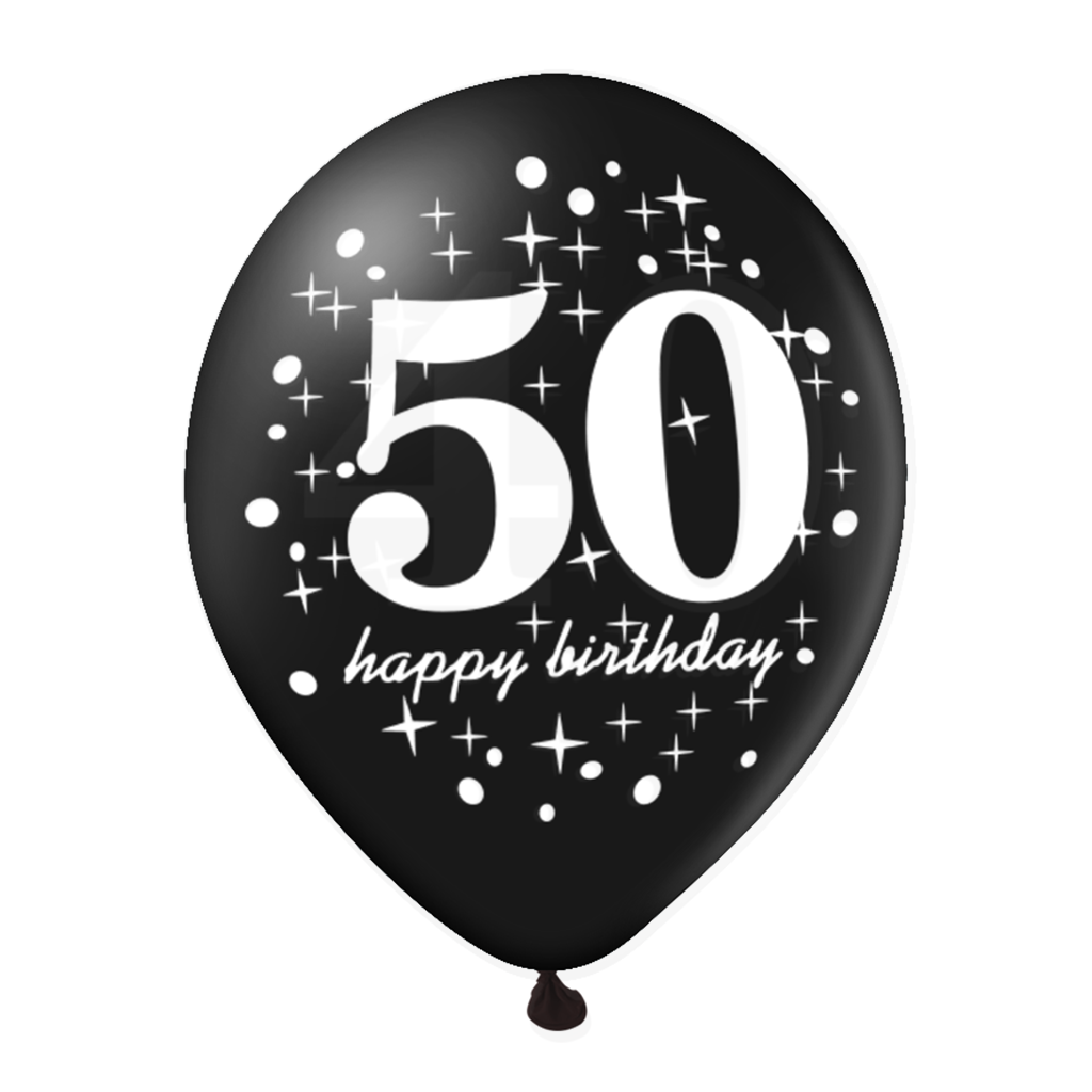 Zestaw balonów 50 urodziny z konfetti 12 cali 6szt.