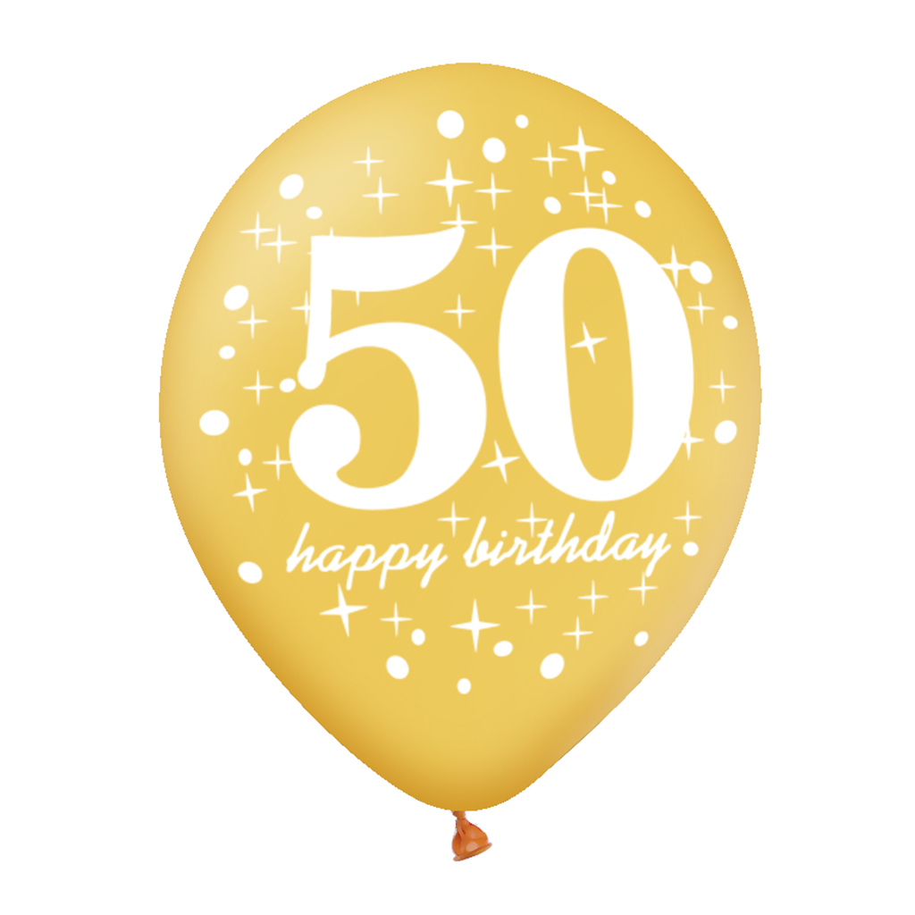 Zestaw balonów 50 urodziny z konfetti 12 cali 6szt.