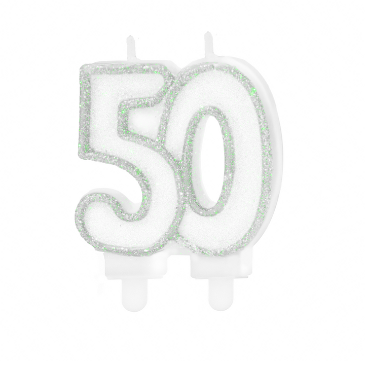 Świeczka cyfra srebrna 50