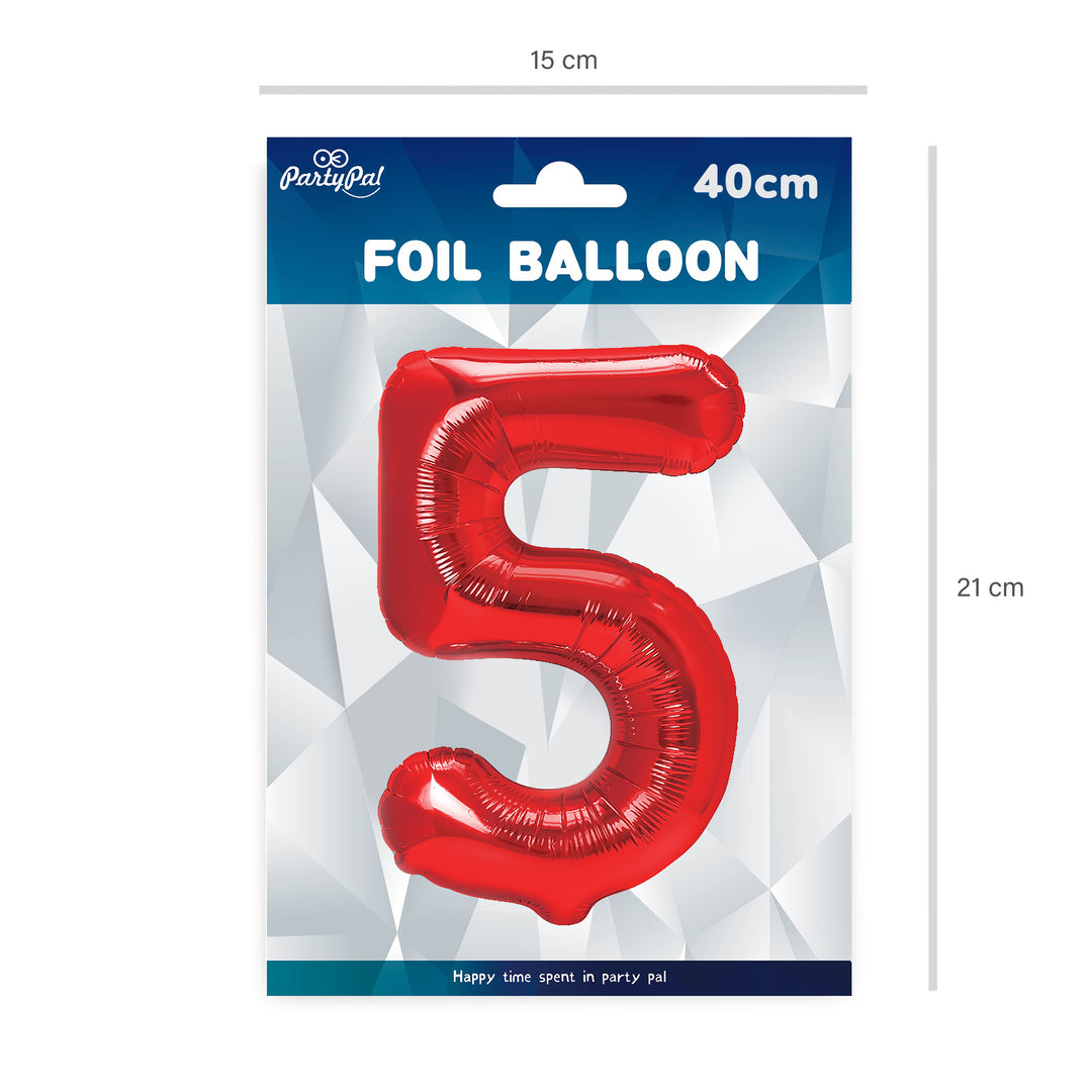 Balon foliowy cyfra 5 czerwony 40cm N