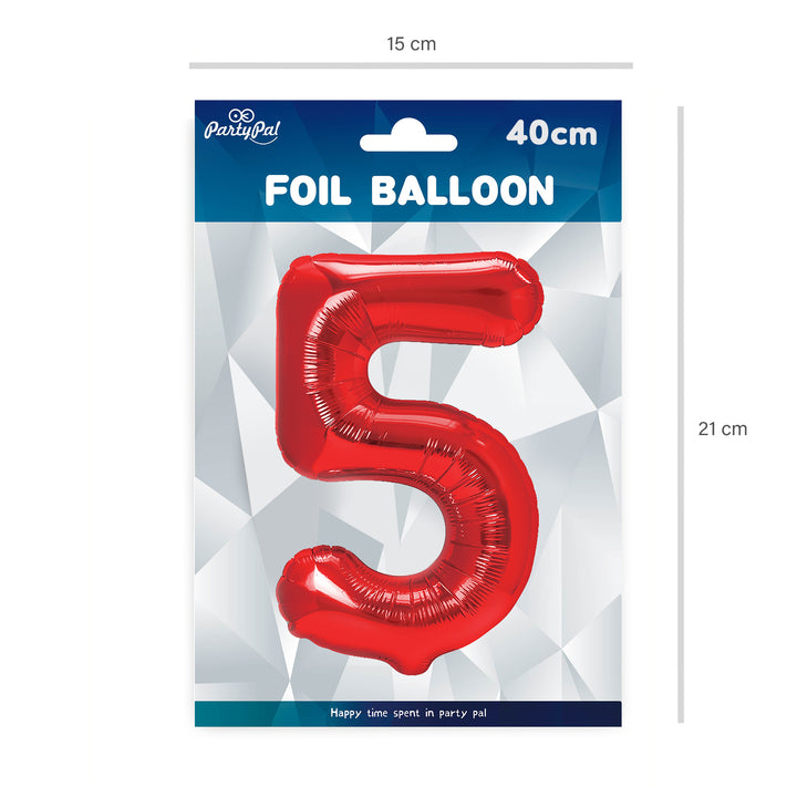 Balon foliowy cyfra 5 czerwony 40cm N