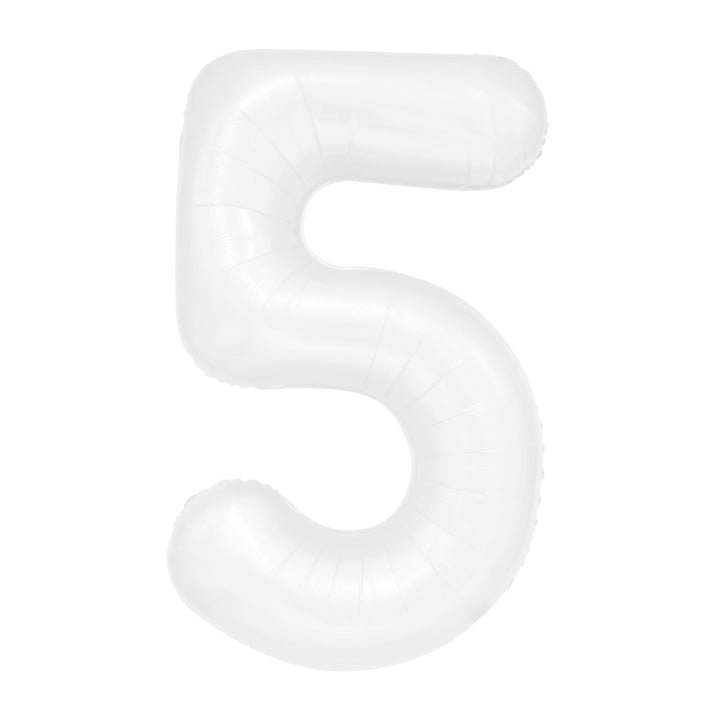 Balon foliowy cyfra 5 biały 100cm - OUTLET