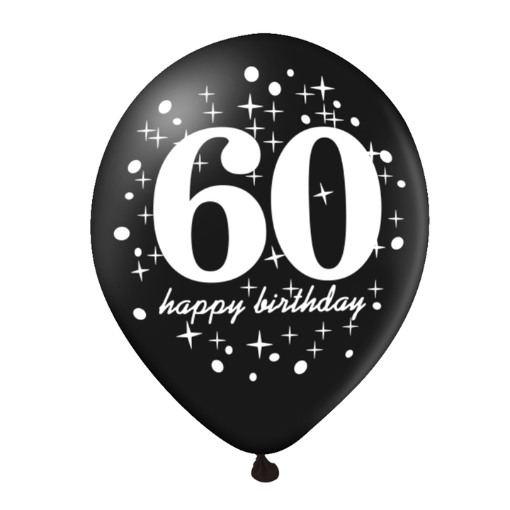 Zestaw balonów 60 urodziny z konfetti 12 cali 6szt.