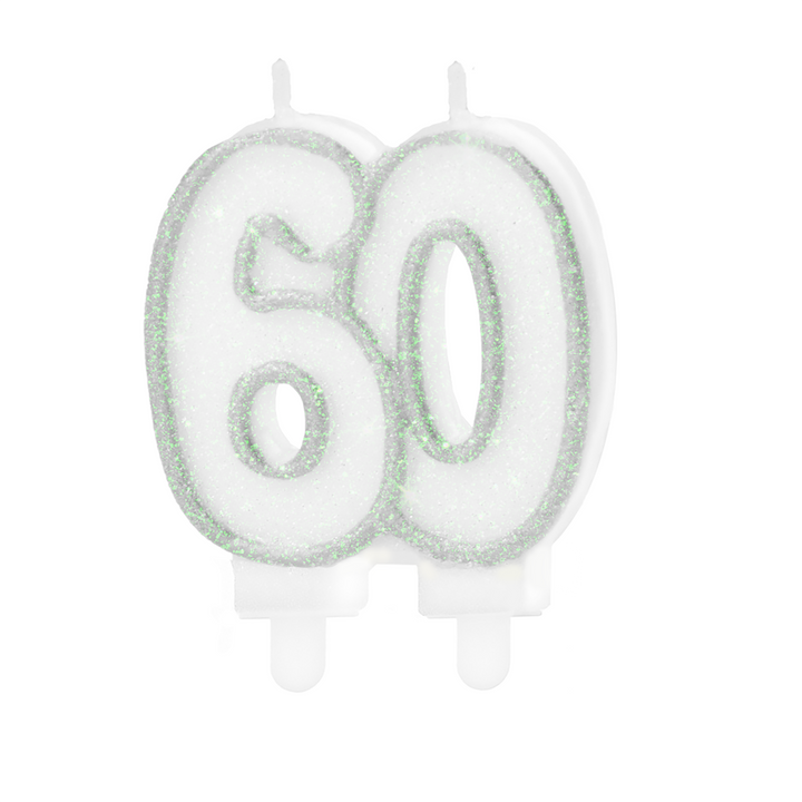 Świeczka cyfra srebrna 60