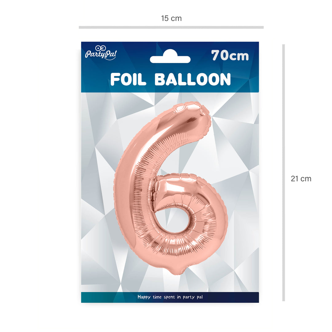 Balon foliowy cyfra 6 rose gold 70cm