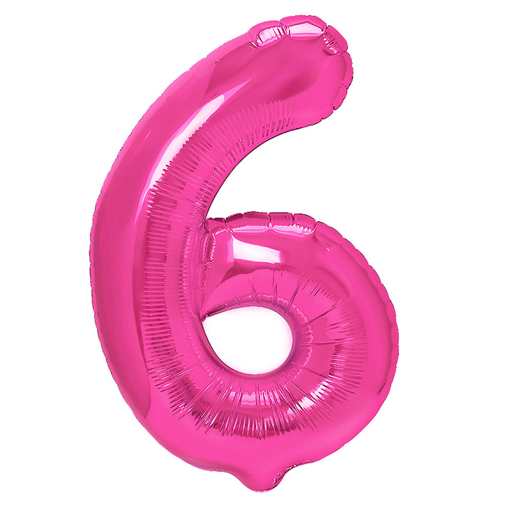 Balon foliowy cyfra 6 ciemnoróżowy 40cm