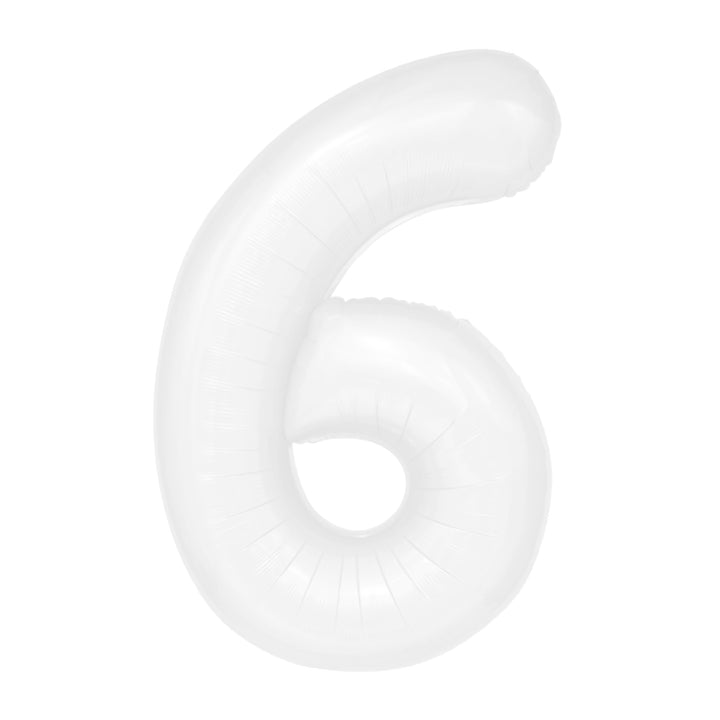 Balon foliowy cyfra 6 biały 100cm - OUTLET