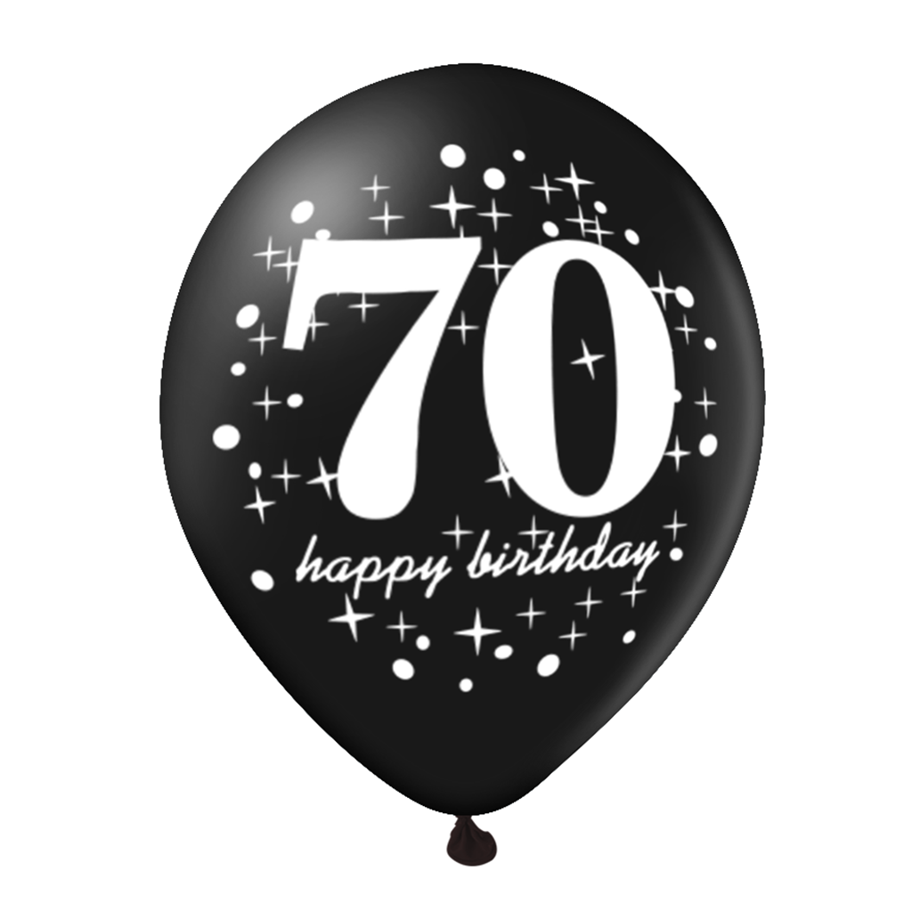 Zestaw balonów 70 urodziny z konfetti 12 cali 6szt.