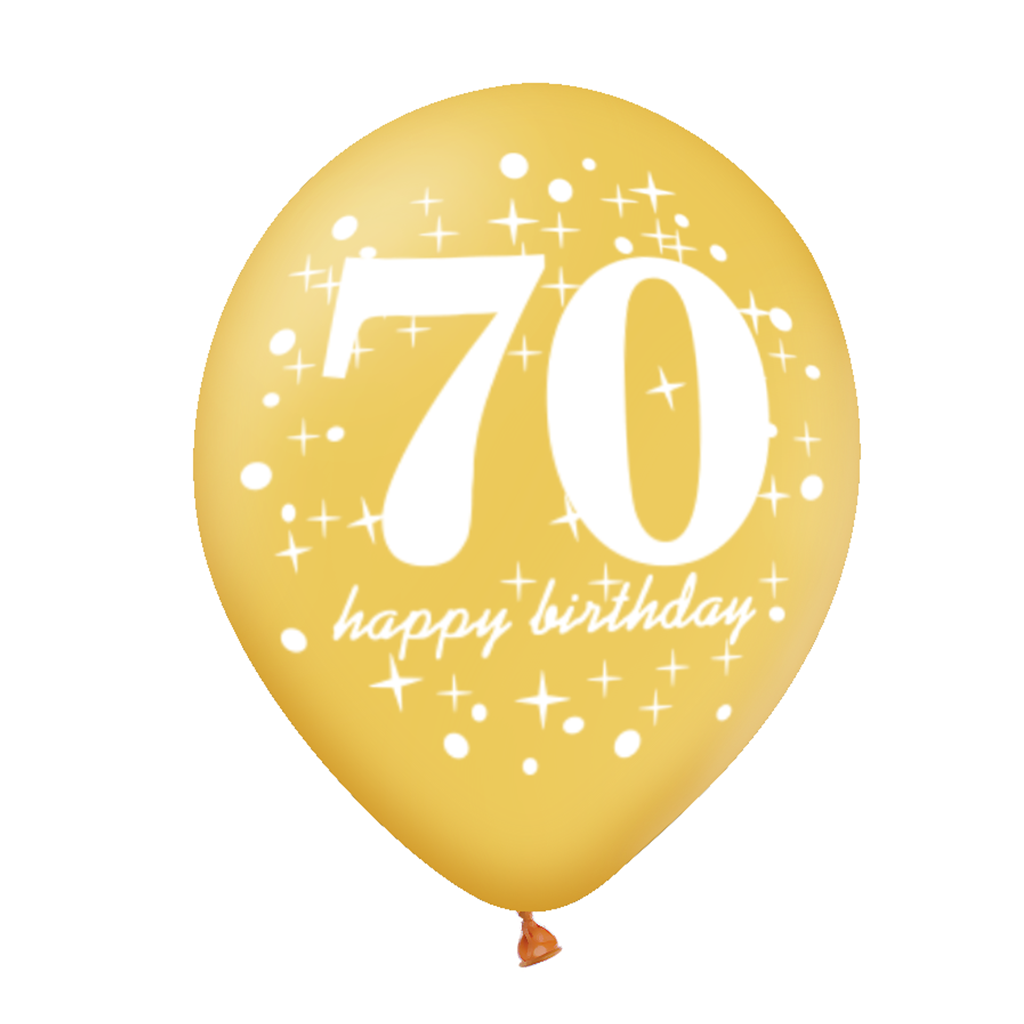 Zestaw balonów 70 urodziny z konfetti 12 cali 6szt.