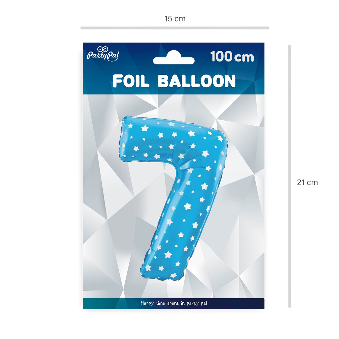 Balon foliowy Gwiazdki cyfra 7 niebieski 100cm