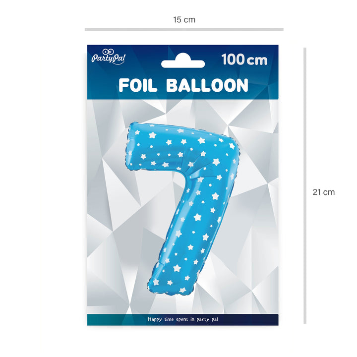 Balon foliowy Gwiazdki cyfra 7 niebieski 100cm