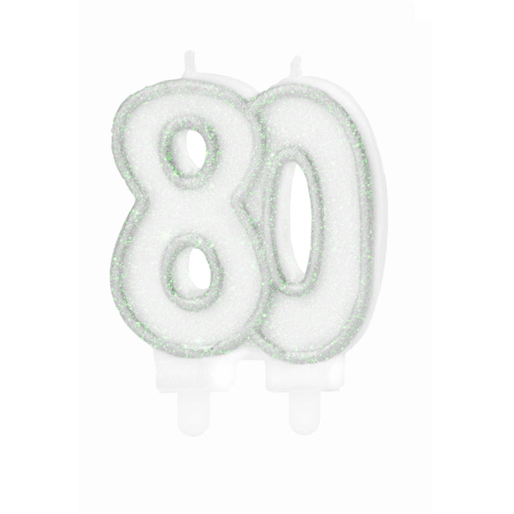 Świeczka cyfra srebrna 80