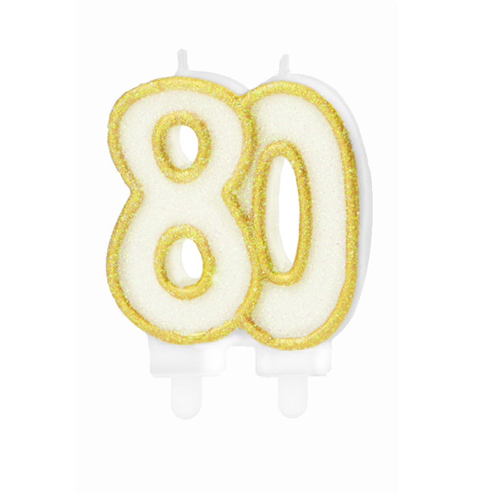 Świeczka cyfra złota 80