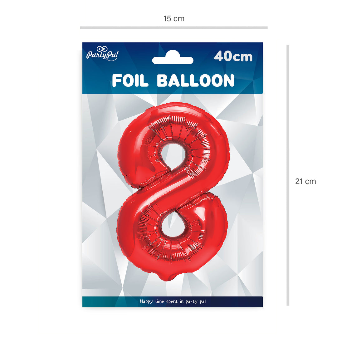 Balon foliowy cyfra 8 czerwony 40cm N