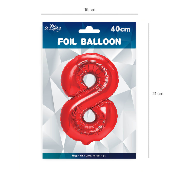 Balon foliowy cyfra 8 czerwony 40cm N