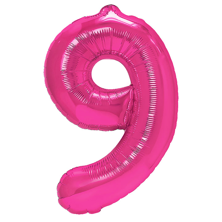 Balon foliowy cyfra 9 ciemnoróżowy 40cm