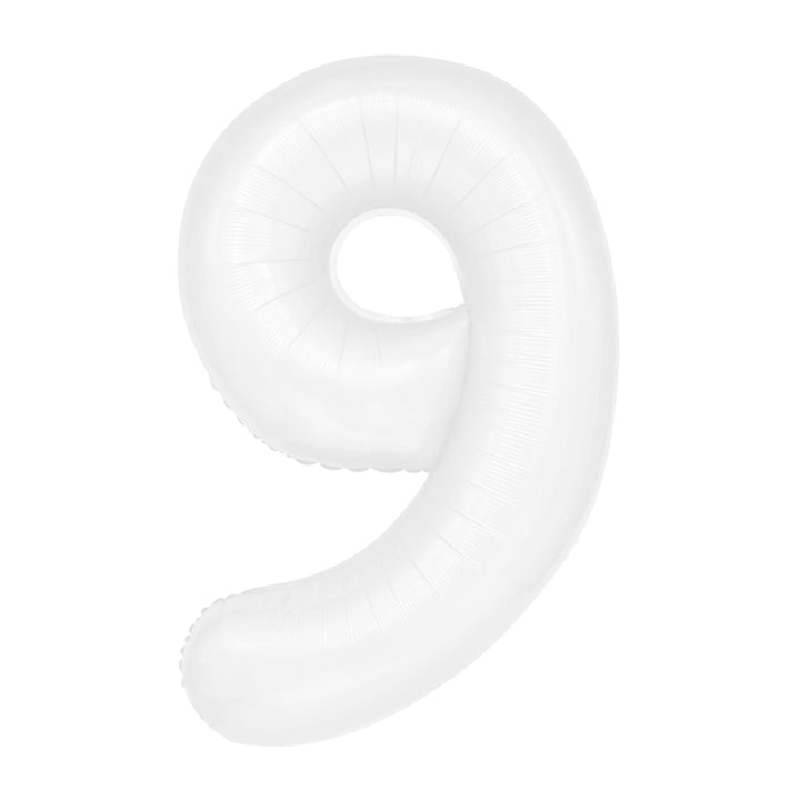 Balon foliowy cyfra 9 biały 100cm - OUTLET