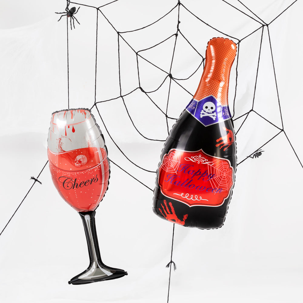Balony foliowe kieliszek i butelka Halloween kompozycja