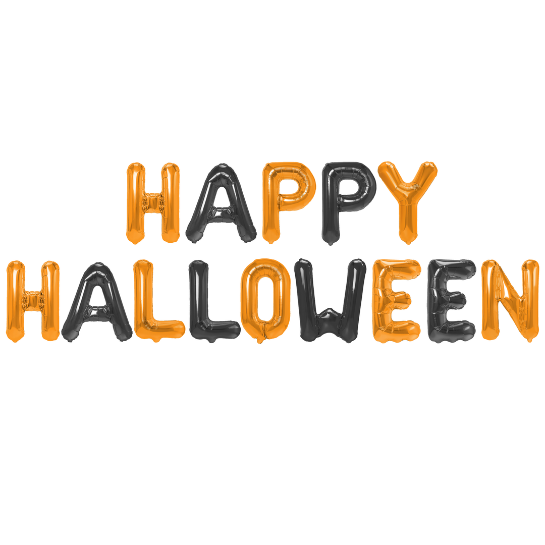 Balony foliowe napis Happy Halloween czarno-pomarańczowe