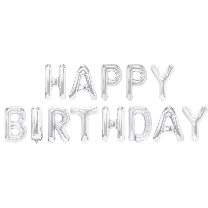Balon foliowy napis HAPPY BIRTHDAY srebrny