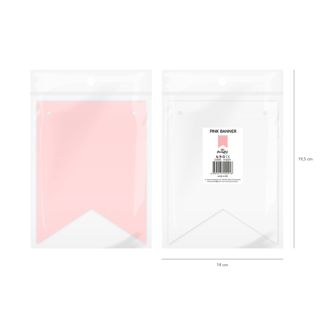 Baner DIY 16 cm - różowy