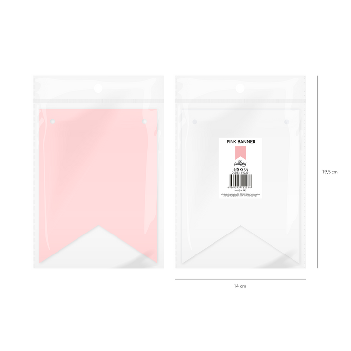 Baner DIY 16 cm - różowy