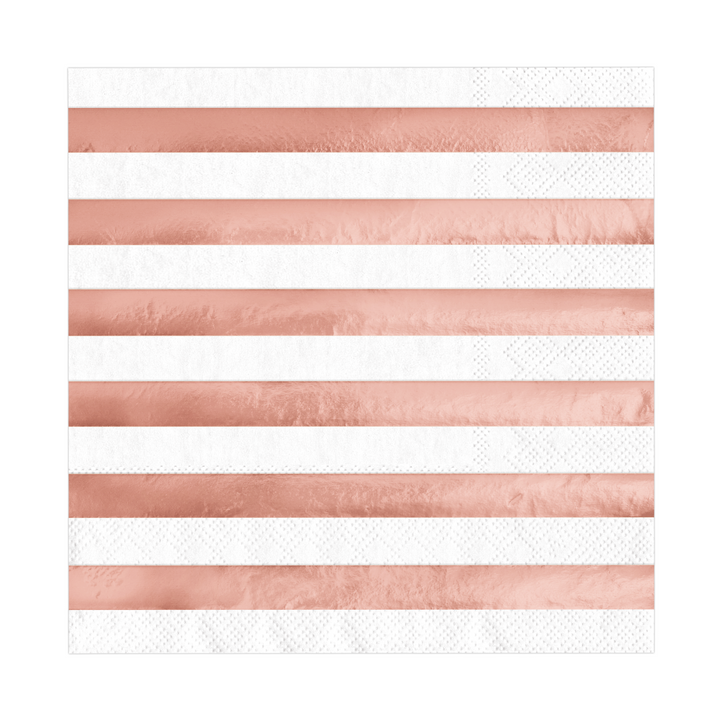 Serwetki białe w paski rose gold 10szt.