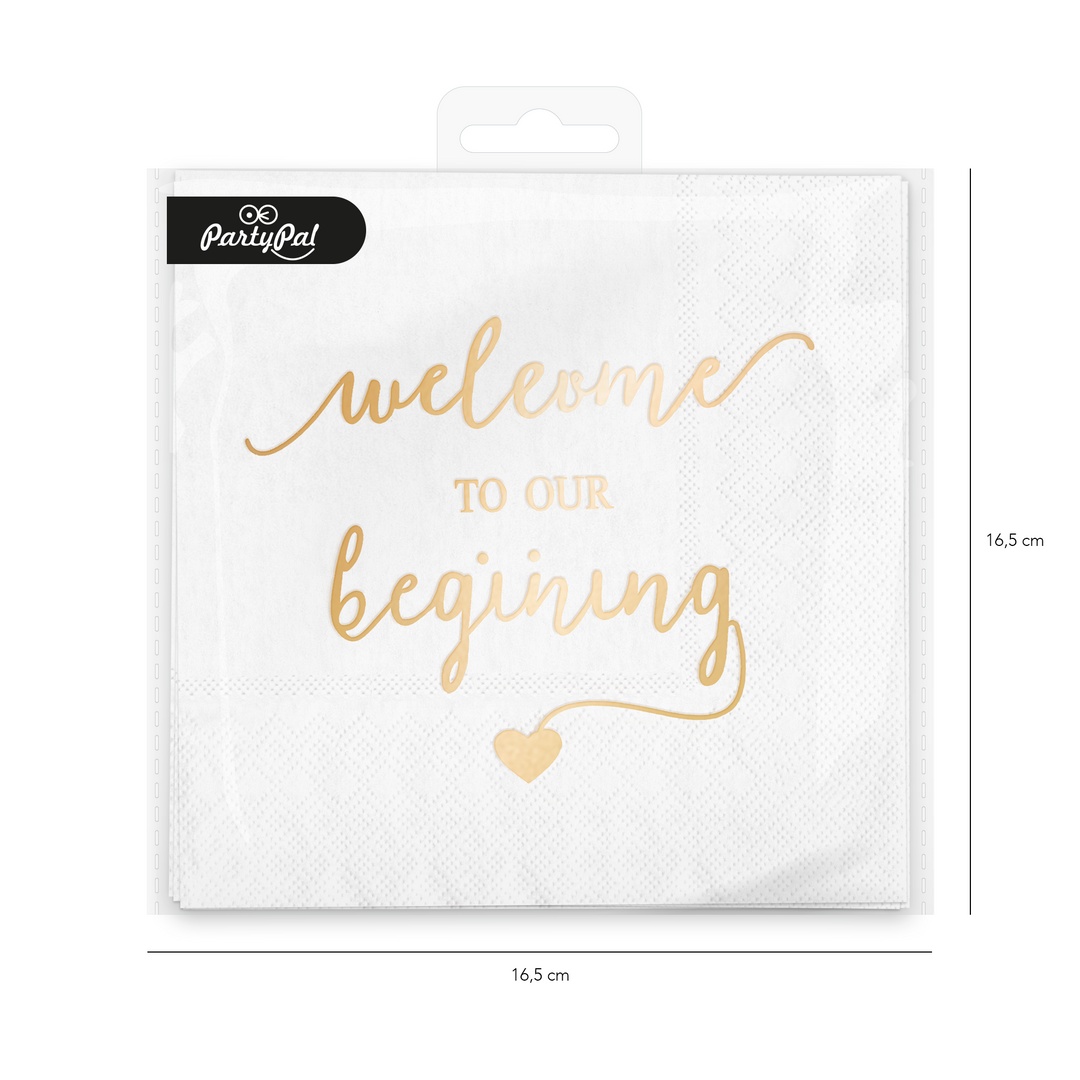 Serwetki Welcome to our beginning białe 10szt