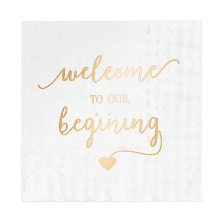 Serwetki Welcome to our beginning białe 10szt