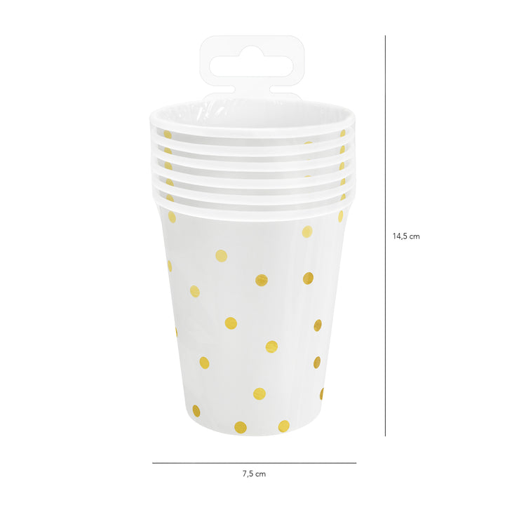 Kubek biały w złote kropki 220ml 6szt.