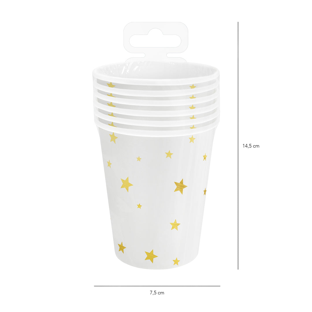 Kubek biały w złote gwiazdki 220ml 6szt.