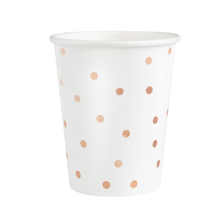 Kubek biały w kropki rose gold 220 ml 6 szt.