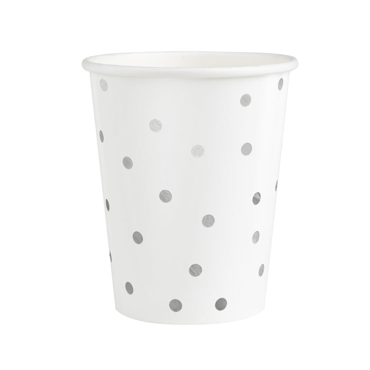Kubek biały w srebrne kropki 220ml 6szt.
