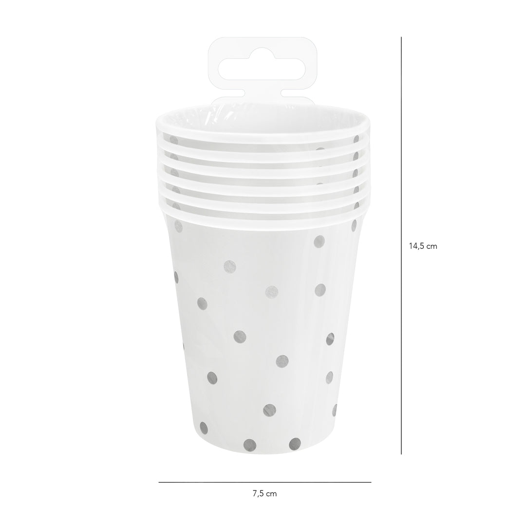 Kubek biały w srebrne kropki 220ml 6szt.