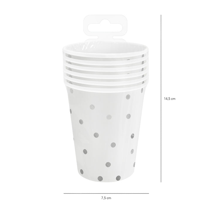 Kubek biały w srebrne kropki 220ml 6szt.