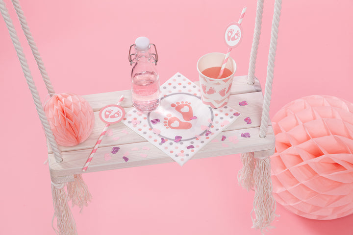 Kubek Baby Shower Stópki różowy 220ml 6szt.