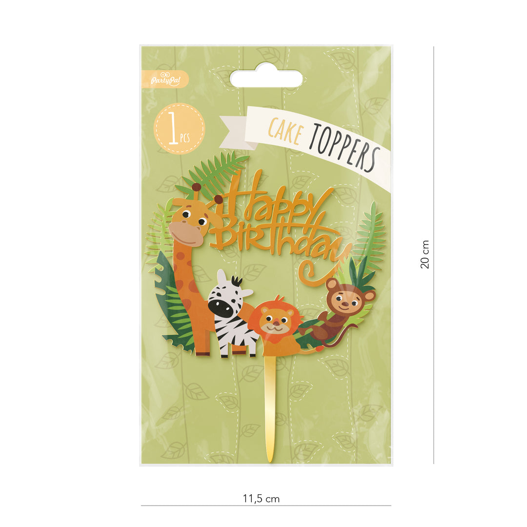 Topper na tort Zwierzątka Happy Birthday 1szt.