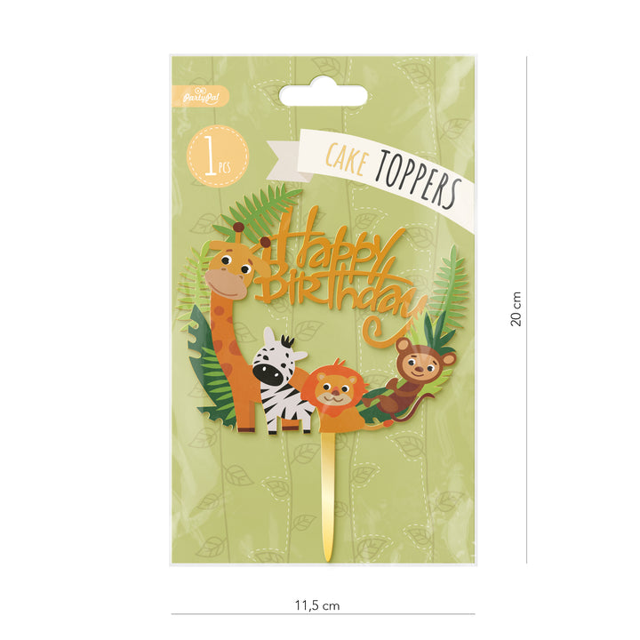 Topper na tort Zwierzątka Happy Birthday 1szt.