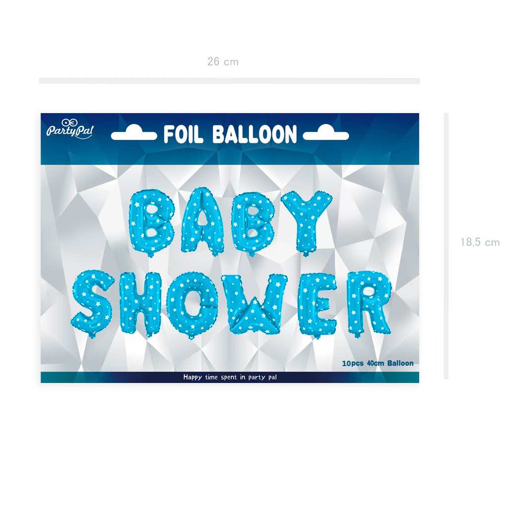 Balon foliowy BABY SHOWER niebieski w gwiazdki