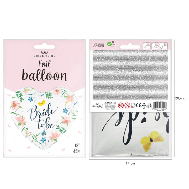 Balon foliowy serce Bride to be Kwiaty 45cm