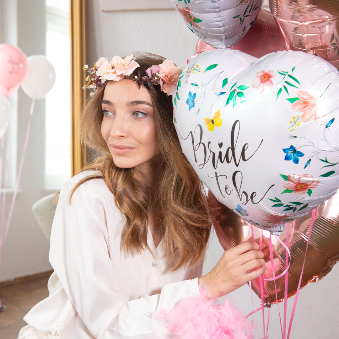 Balon foliowy serce Bride to be Kwiaty 45cm