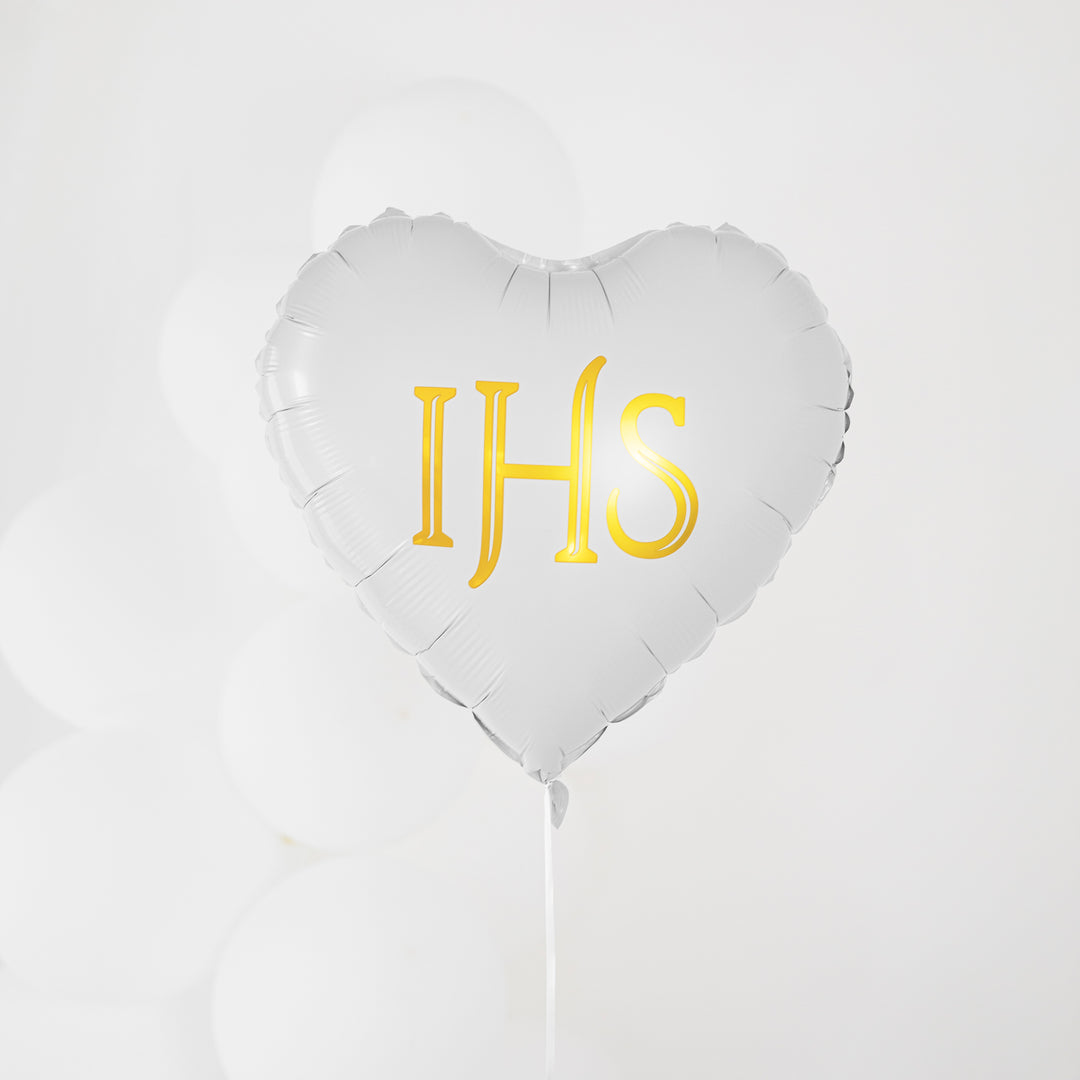 Balon foliowy serce IHS biało-złoty 45cm