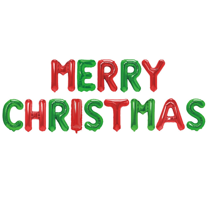 Balony foliowe Merry Christmas  czerwono-zielone 40cm 14szt. zestaw
