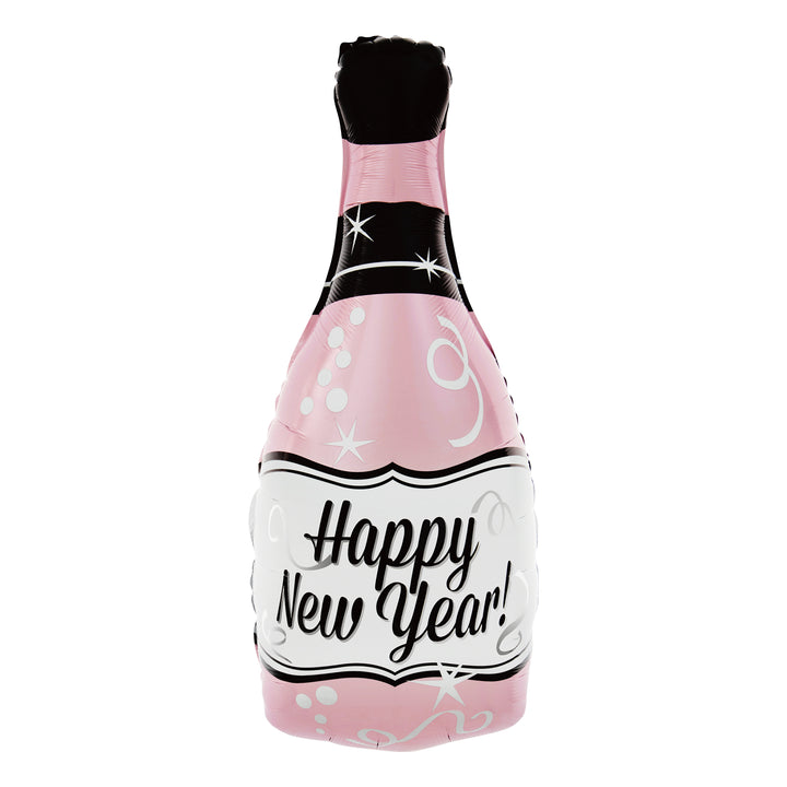 Balon foliowy Szampan Happy New Year różowy 49x100cm