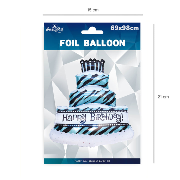 Balon foliowy Tort niebieski 69x98cm - OUTLET